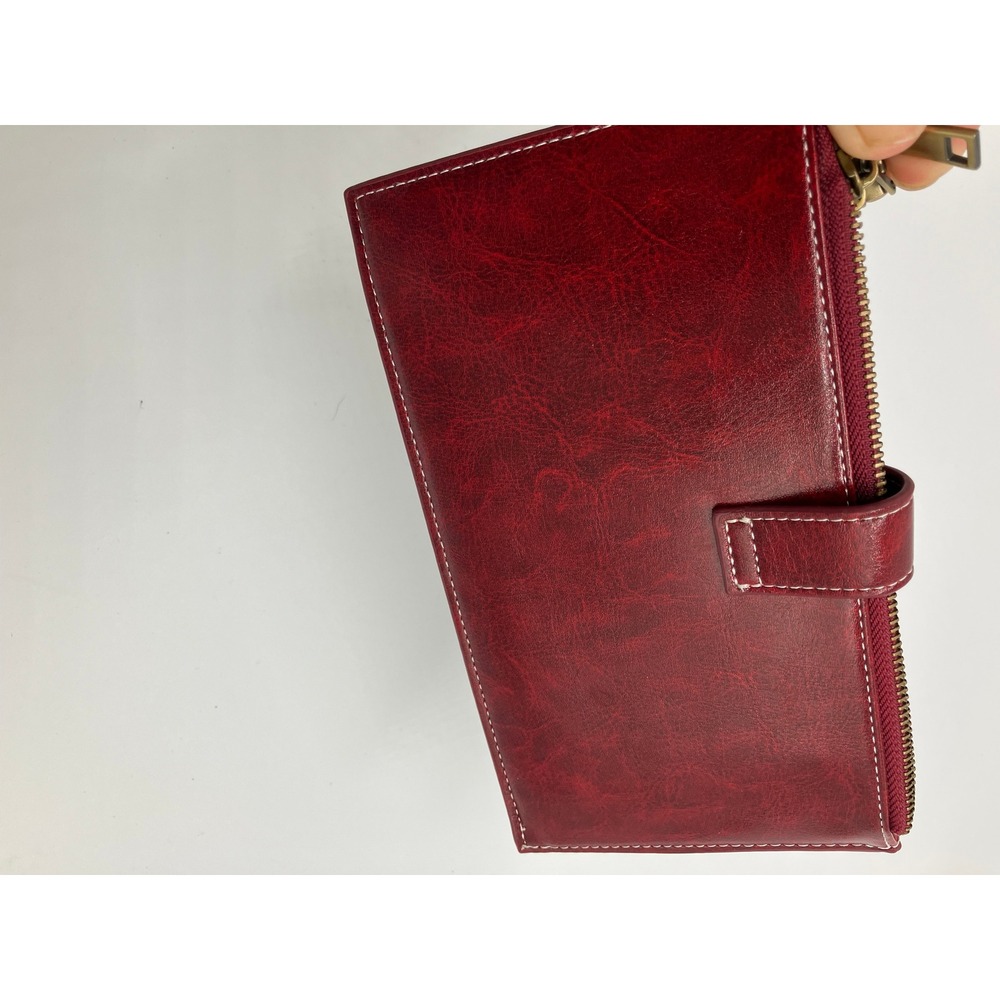 Charm Infinite Wallet RFID Protection Burgundy Faux Leather Bifold Card Holder